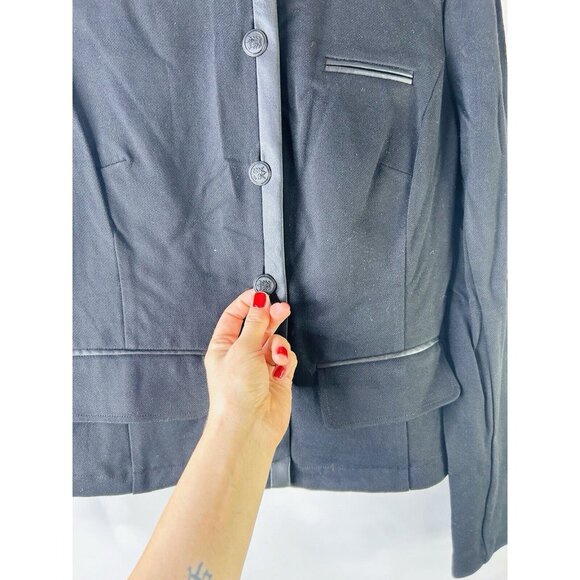 Cabi Tudor Faux Leather Detail Ponte Knit Blazer Jacket Black 3376 Womens Small - Picture 4 of 6